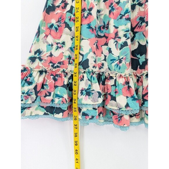 2 Boho Dress Women Medium Multicolor Ditsy Floral Print Smocked Ruffled Coquette - Picture 6 of 15